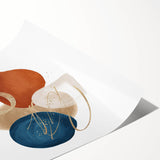 Geometric Minimalist Abstract Wall Art – Teal, Beige & Orange Print