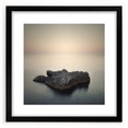 Minimalist Coastal Landscape Art – Serene Ocean Rock Scene Print