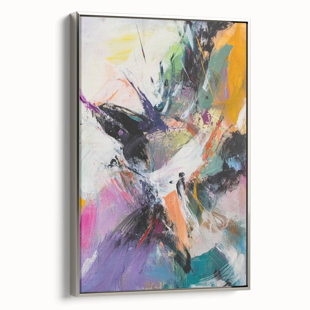 Colorful Abstract Wall Hangings – Energetic Pastel Brushwork Art
