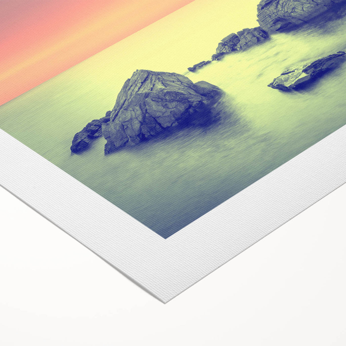 Contemporary Minimalist Nature Art – Soft Sunset Coastal Rock Print