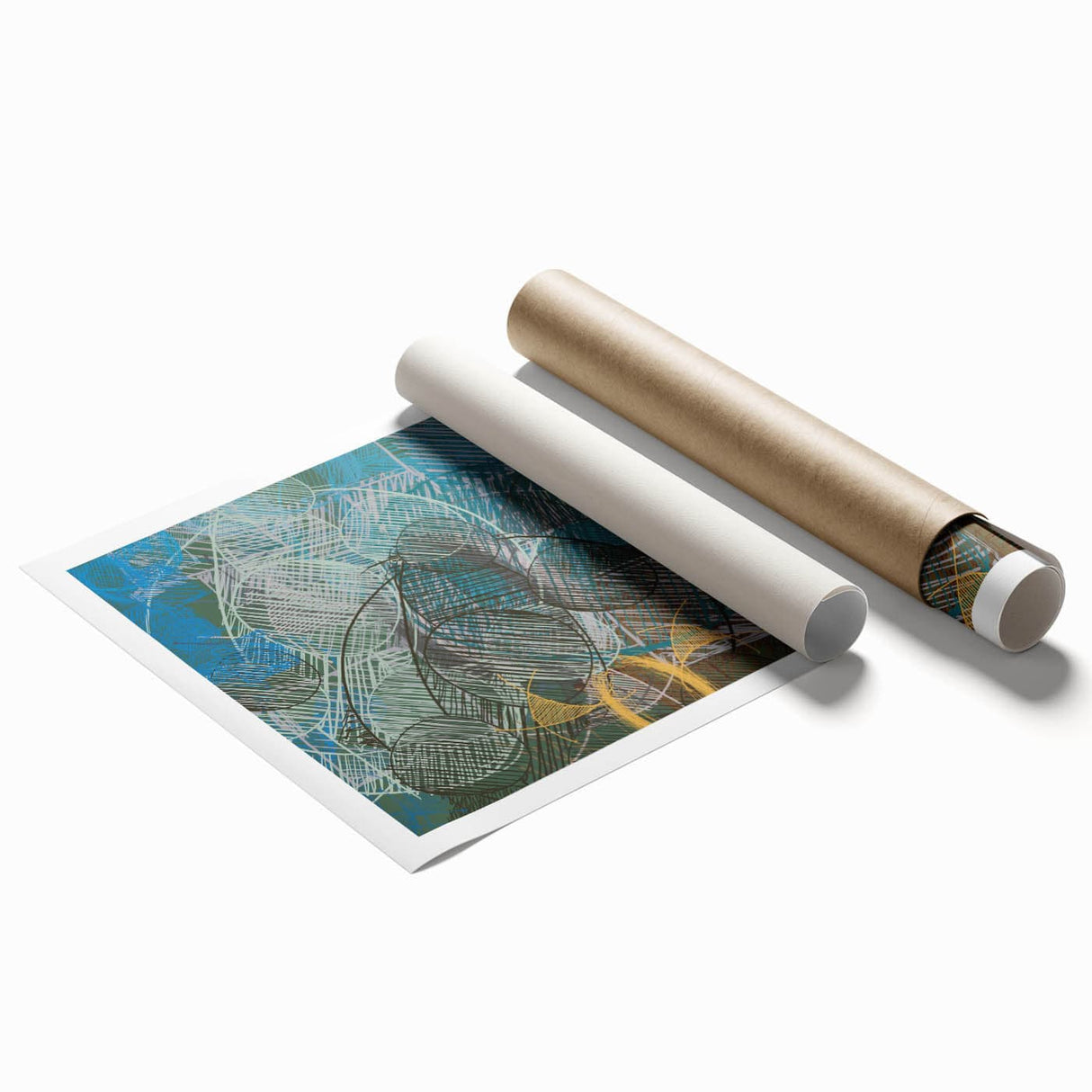 Geometric Moody Modern Wall Art – Abstract Canvas in Blue & Green
