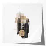 Abstract Geometric Framed Art – Black and Gold Minimalist Wall Print