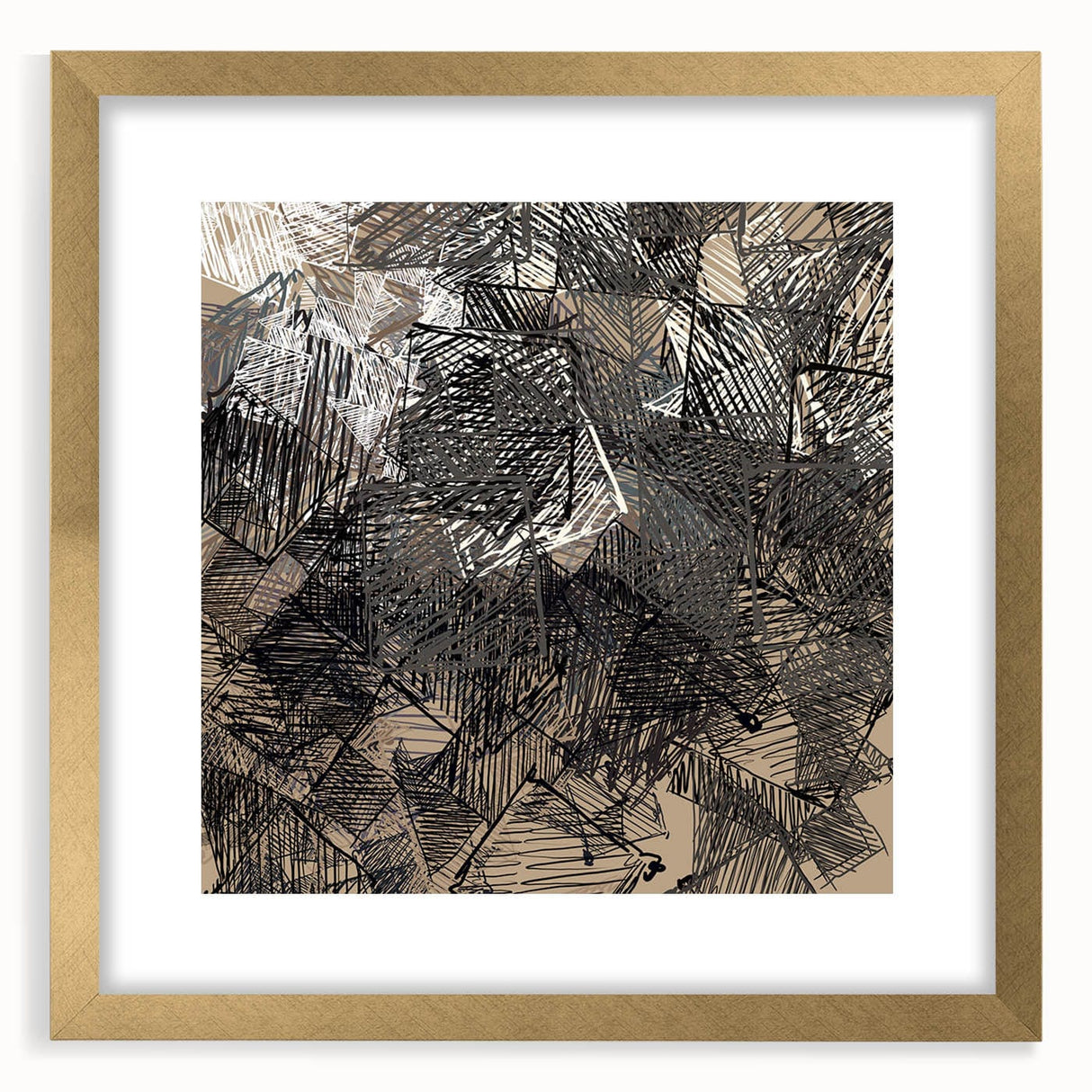Geometric Moody Modern Wall Art – Abstract Black & Beige Canvas