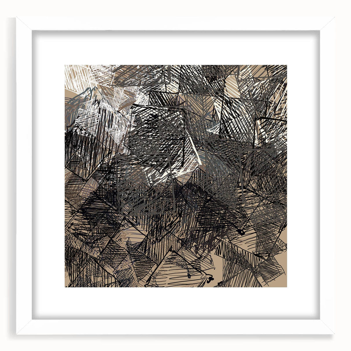 Geometric Moody Modern Wall Art – Abstract Black & Beige Canvas