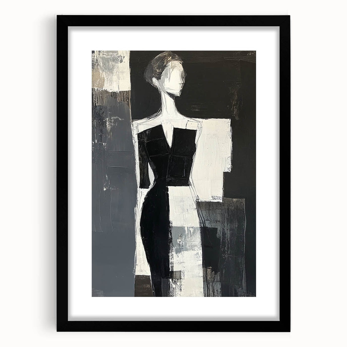 Minimalist Abstract Figurative Wall Art – Modern Monochrome Design
