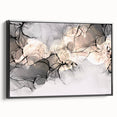 Minimalist Fluid Acrylic Art – Modern Black & Beige Wall Decor