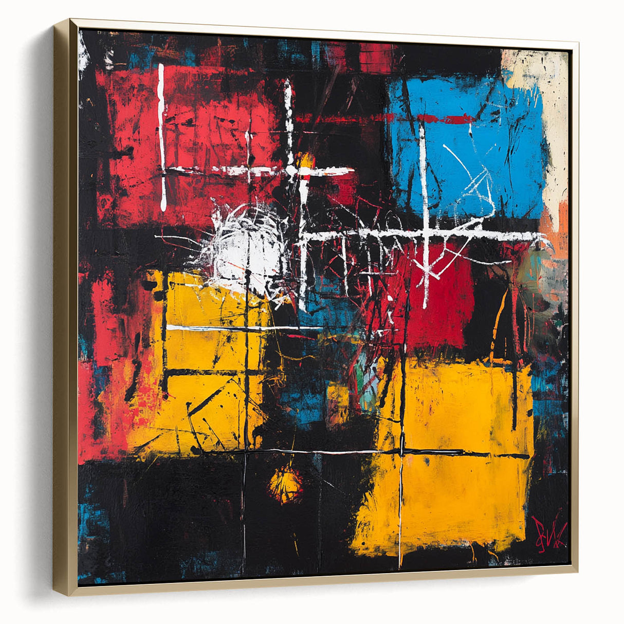 Bold Abstract Expressionist Wall Art – Geometric Modern Canvas