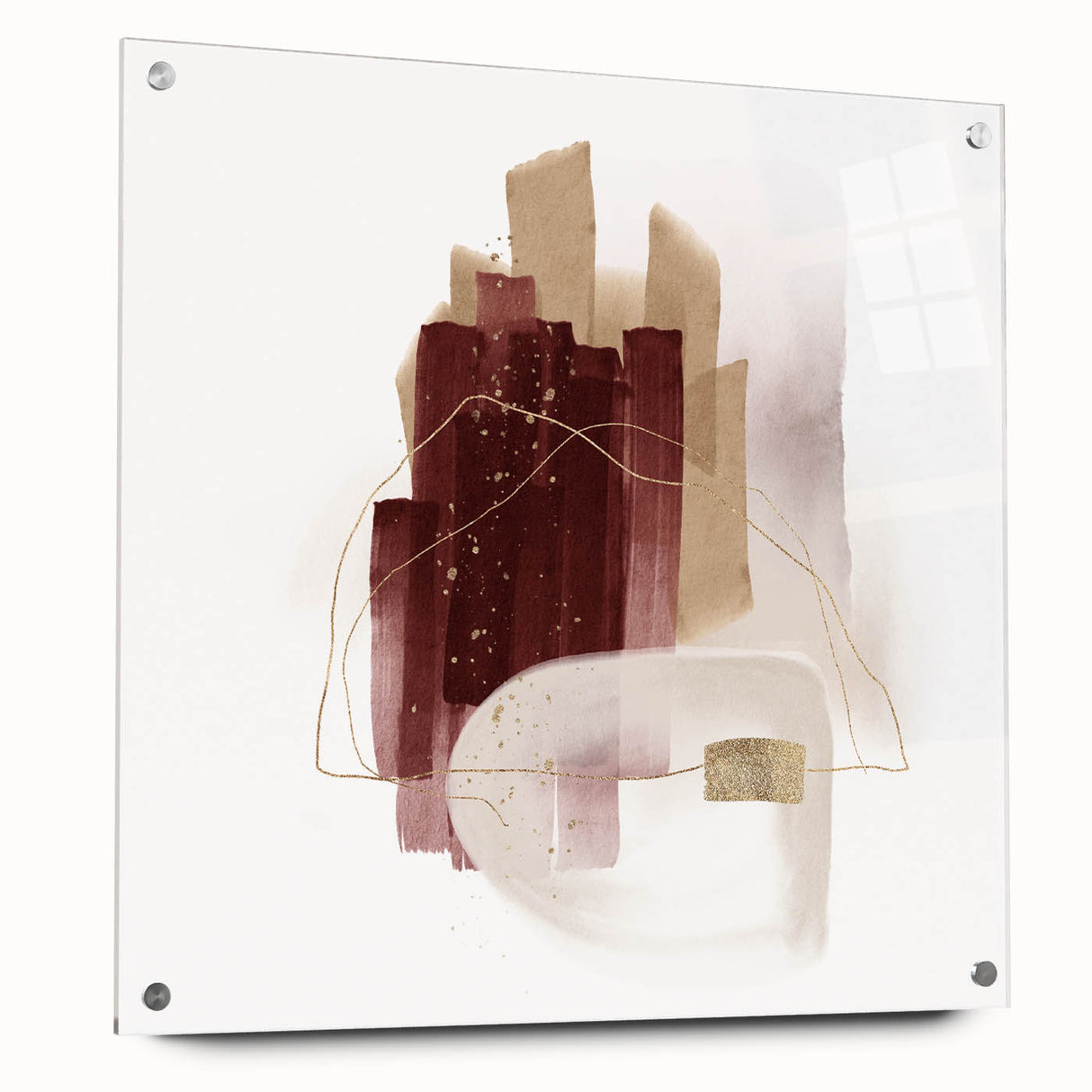 Minimalist Wall Art for Modern Interiors – Burgundy & Beige Abstract