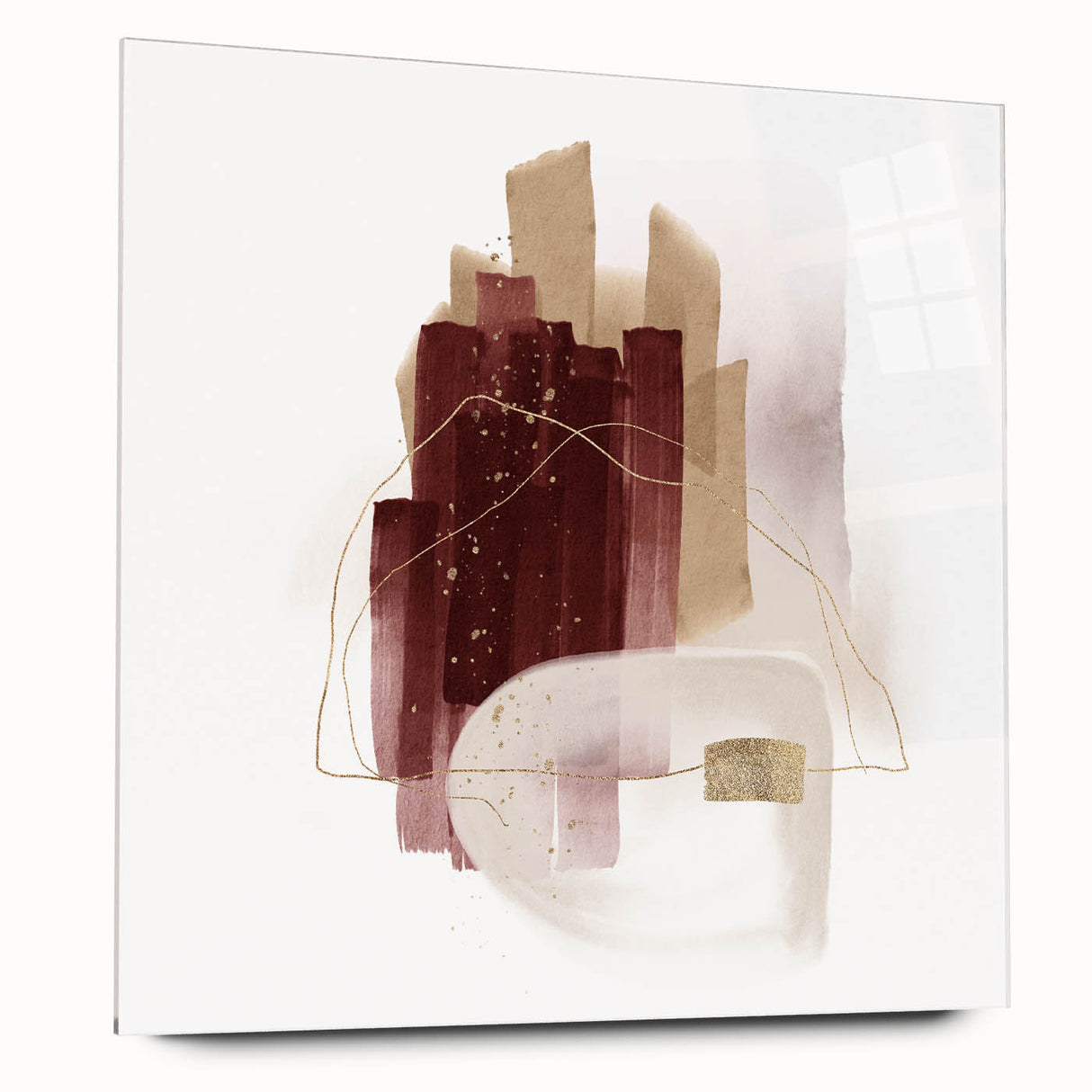 Minimalist Wall Art for Modern Interiors – Burgundy & Beige Abstract