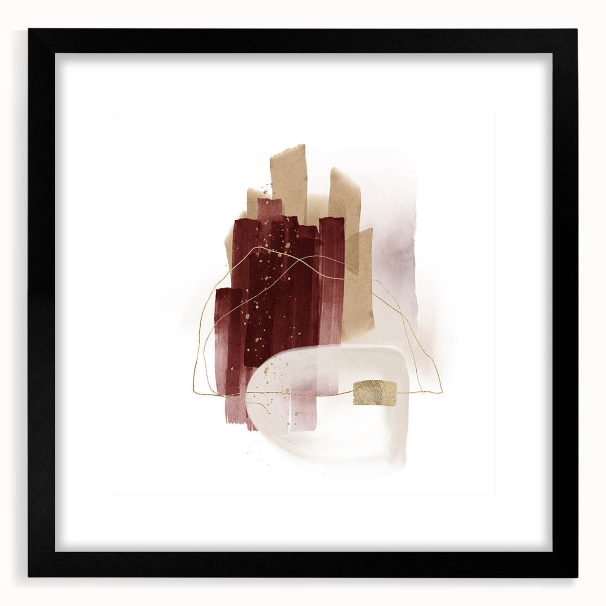 Minimalist Wall Art for Modern Interiors – Burgundy & Beige Abstract