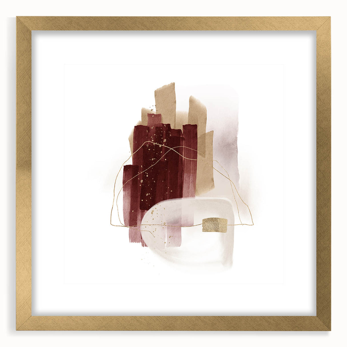 Minimalist Wall Art for Modern Interiors – Burgundy & Beige Abstract