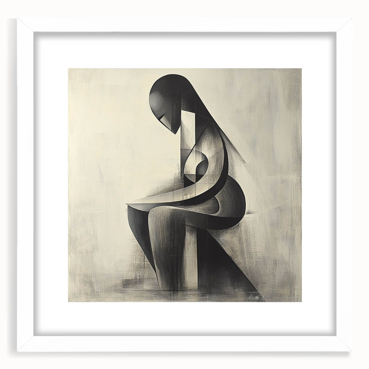 Abstract Human Form Artwork – Minimalist Monochrome Figurative Art