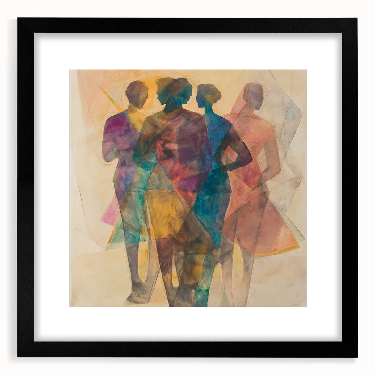 Colorful Abstract Figurative Paintings – Geometric Human Form Art