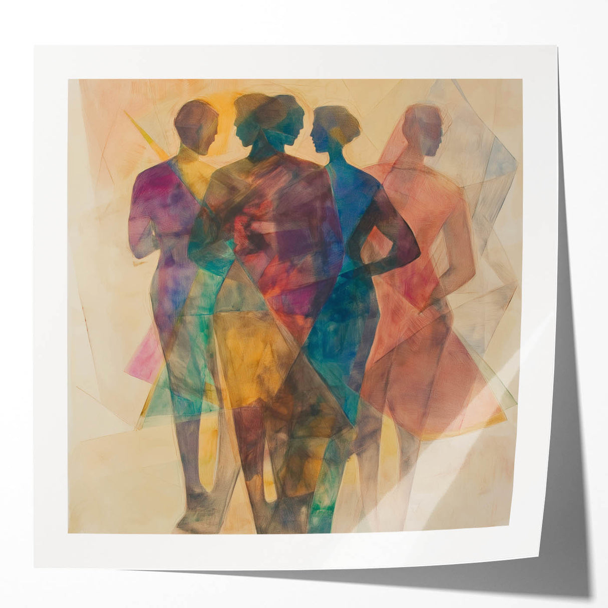 Colorful Abstract Figurative Paintings – Geometric Human Form Art