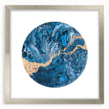 High-End Abstract Wall Decor – Round Blue & Gold Art Piece