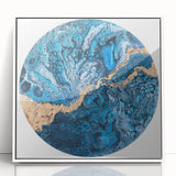 High-End Abstract Wall Decor – Round Blue & Gold Art Piece