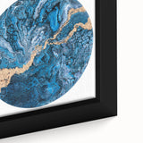 High-End Abstract Wall Decor – Round Blue & Gold Art Piece