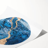 High-End Abstract Wall Decor – Round Blue & Gold Art Piece