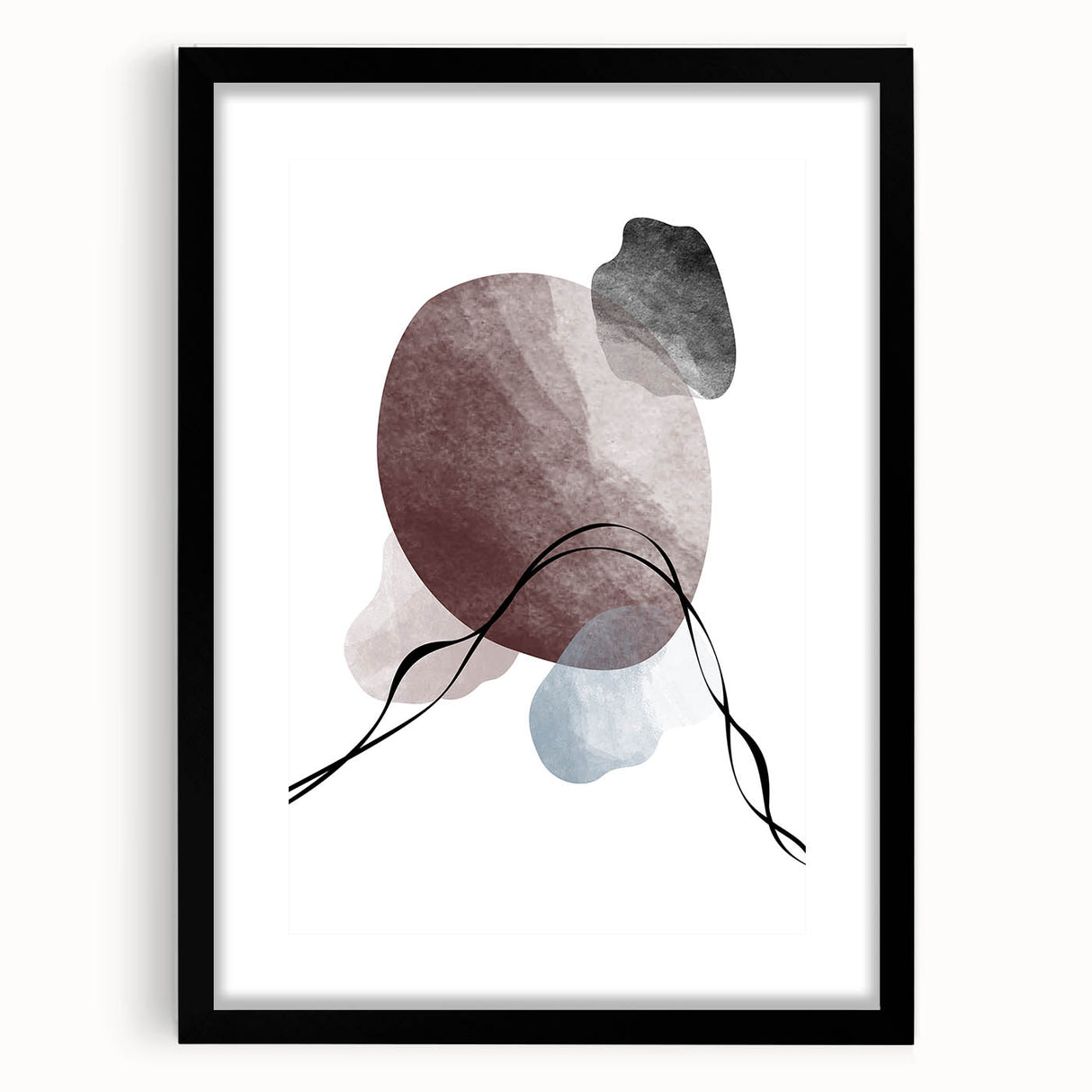 Framed Abstract Art for Sale - Soft Modern Shapes in Earth Tones