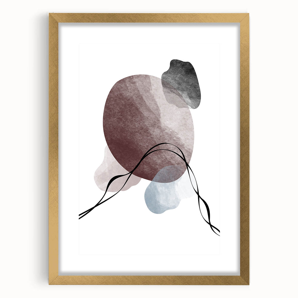Framed Abstract Art for Sale - Soft Modern Shapes in Earth Tones