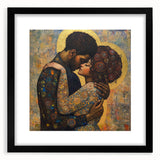 Elegant Figurative Wall Decor – Romantic Golden Embrace Painting