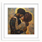Elegant Figurative Wall Decor – Romantic Golden Embrace Painting