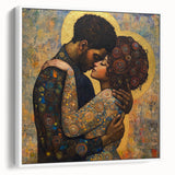 Elegant Figurative Wall Decor – Romantic Golden Embrace Painting