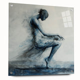 Minimalist Figurative Wall Decor – Ethereal Blue Abstract Ballet Art