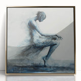 Minimalist Figurative Wall Decor – Ethereal Blue Abstract Ballet Art