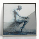Minimalist Figurative Wall Decor – Ethereal Blue Abstract Ballet Art
