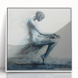 Minimalist Figurative Wall Decor – Ethereal Blue Abstract Ballet Art