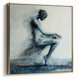 Minimalist Figurative Wall Decor – Ethereal Blue Abstract Ballet Art
