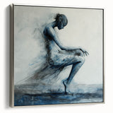 Minimalist Figurative Wall Decor – Ethereal Blue Abstract Ballet Art