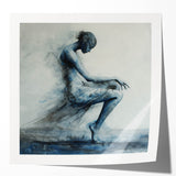 Minimalist Figurative Wall Decor – Ethereal Blue Abstract Ballet Art
