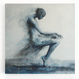 Minimalist Figurative Wall Decor – Ethereal Blue Abstract Ballet Art