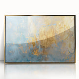 Luxury Abstract Wall Art – Light Blue & Gold Modern Canvas Print