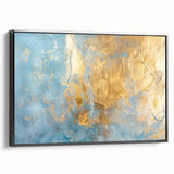 Luxury Abstract Wall Art – Light Blue & Gold Modern Canvas Print