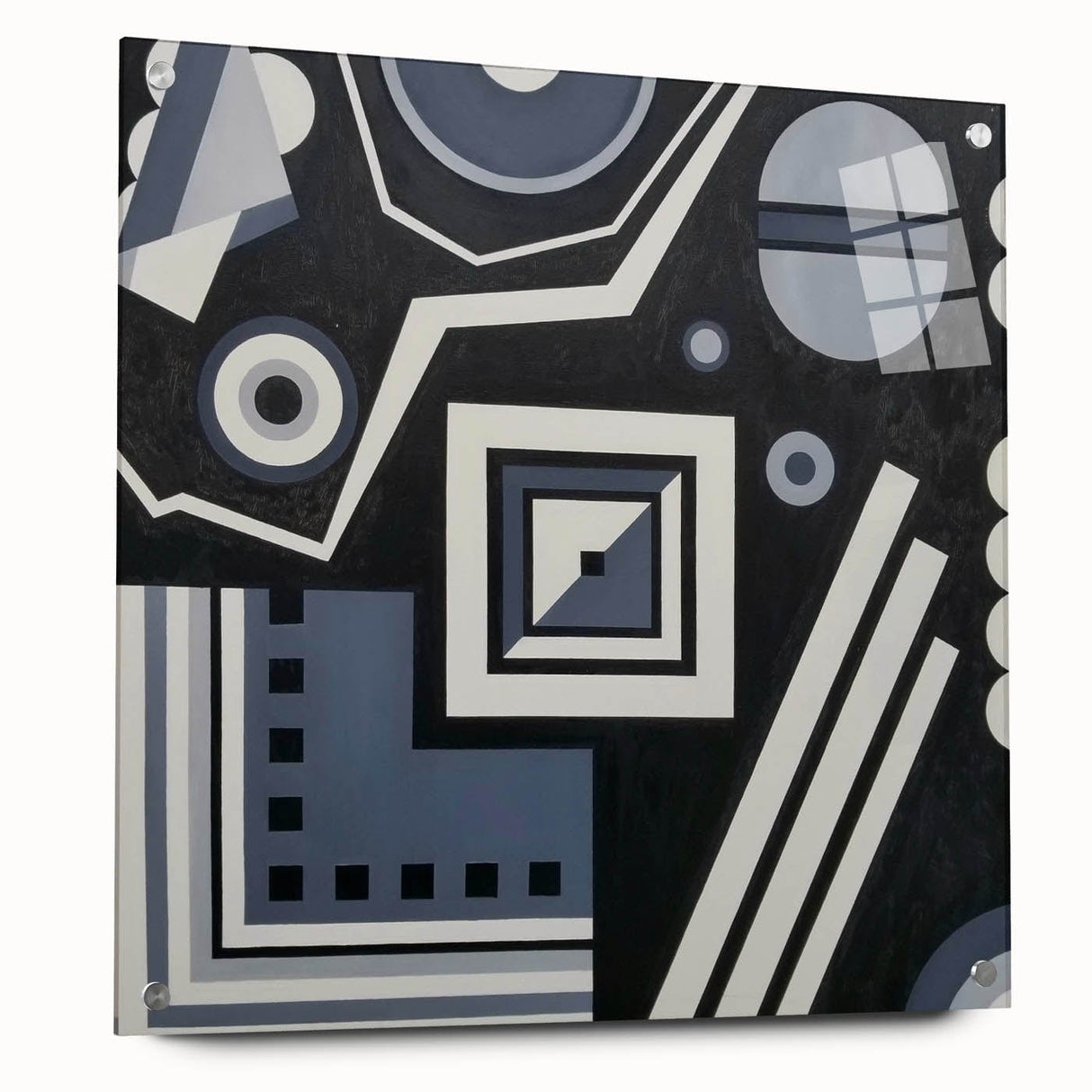 Modern Abstract Painting – Black & Gray Geometric Wall Art
