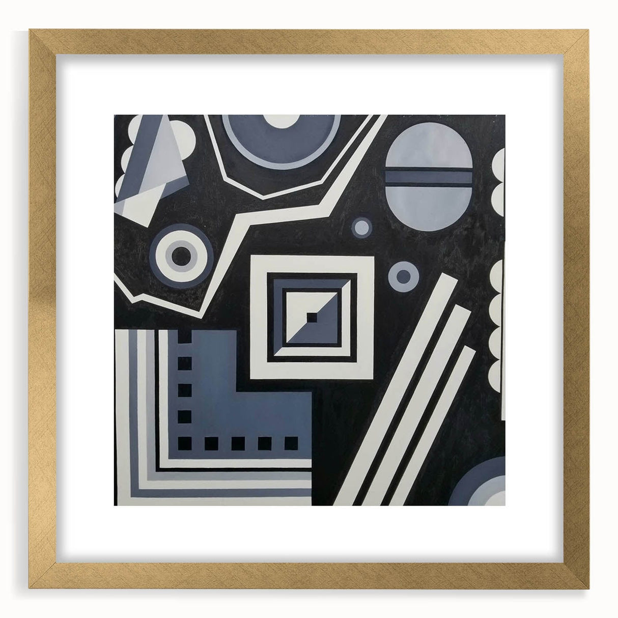 Modern Abstract Painting – Black & Gray Geometric Wall Art