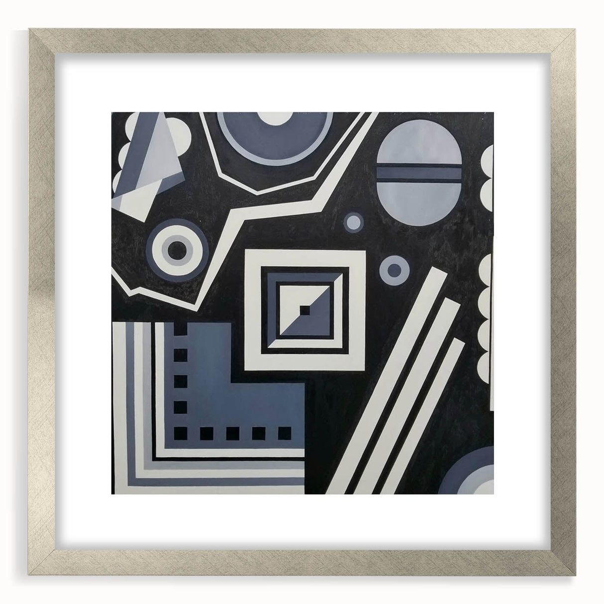Modern Abstract Painting – Black & Gray Geometric Wall Art