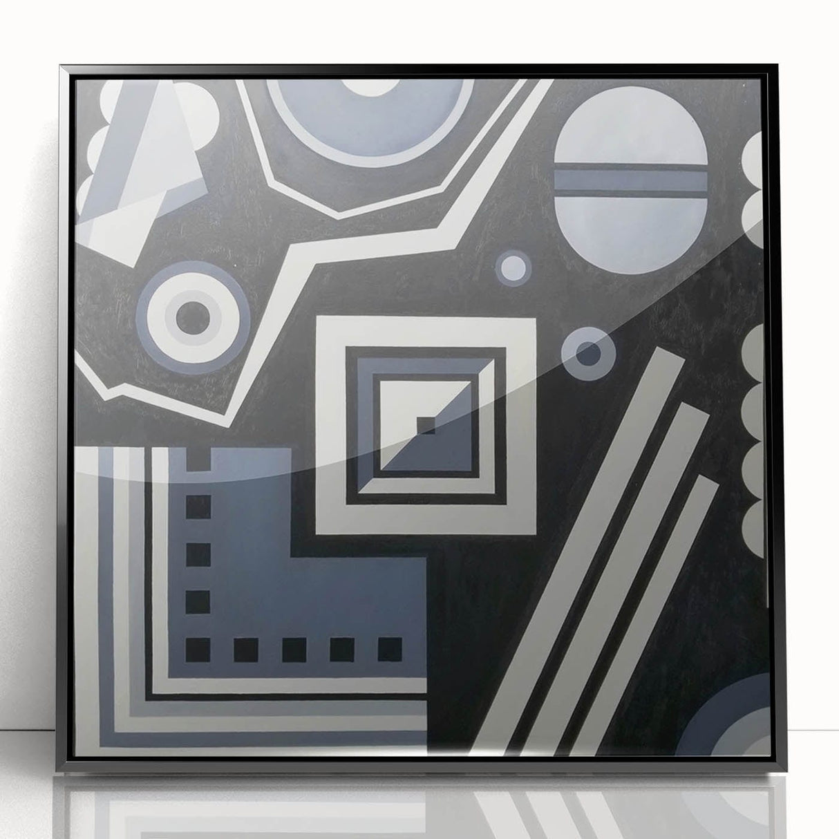Modern Abstract Painting – Black & Gray Geometric Wall Art