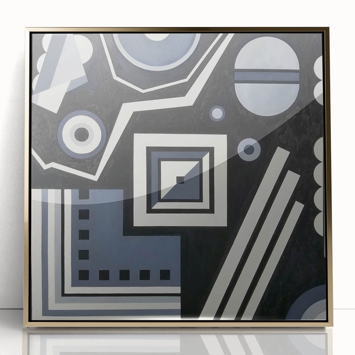 Modern Abstract Painting – Black & Gray Geometric Wall Art