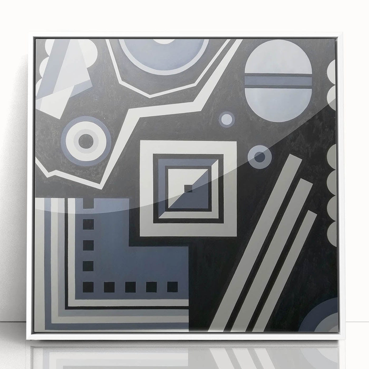 Modern Abstract Painting – Black & Gray Geometric Wall Art