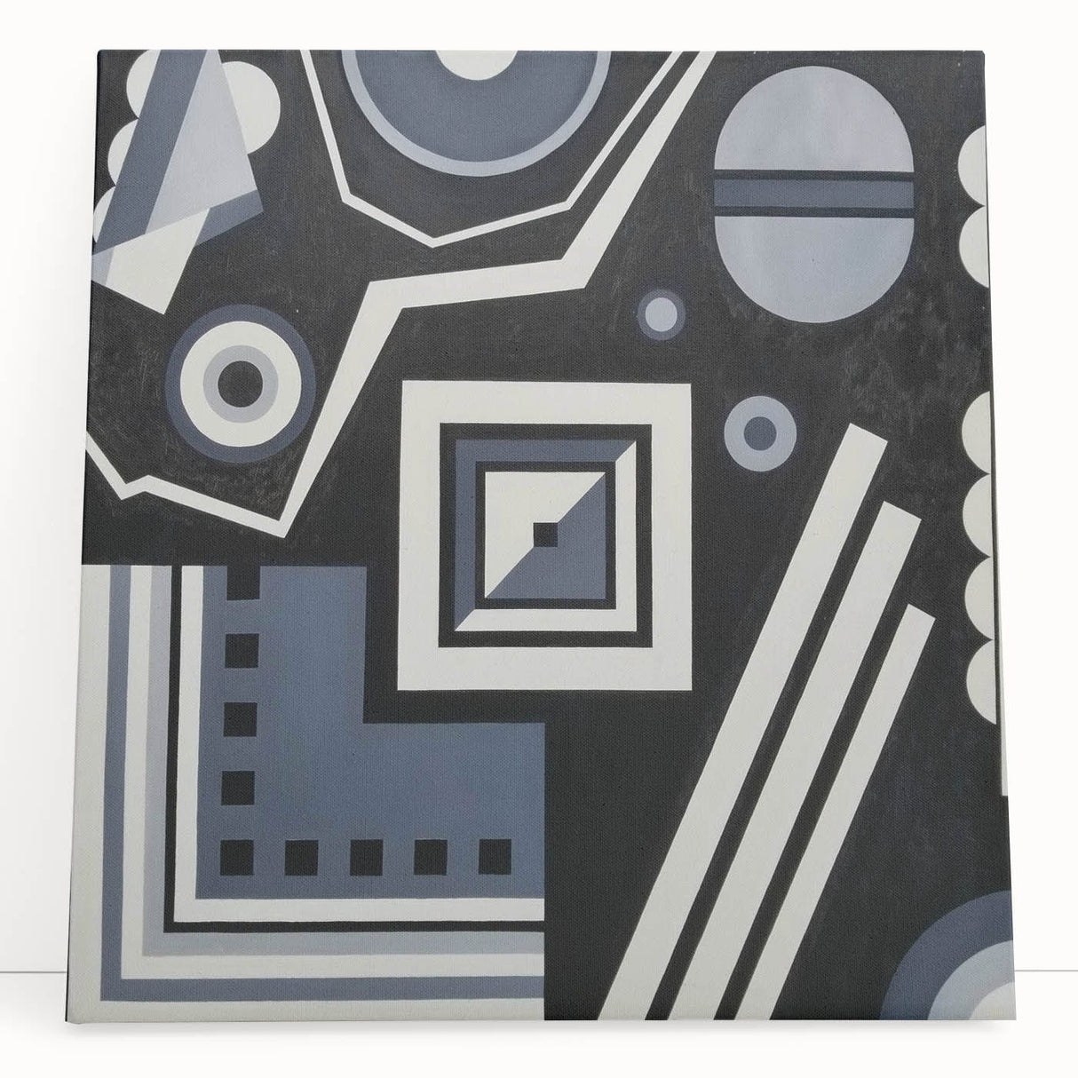 Modern Abstract Painting – Black & Gray Geometric Wall Art