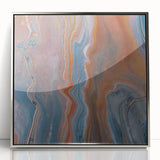 Fluid Acrylic Wall Decor – Rust & Blue Swirling Abstract Canvas