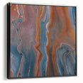 Fluid Acrylic Wall Decor – Rust & Blue Swirling Abstract Canvas