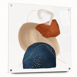 Geometric Minimalist Abstract Wall Art – Navy, Orange & Beige Print