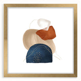 Geometric Minimalist Abstract Wall Art – Navy, Orange & Beige Print