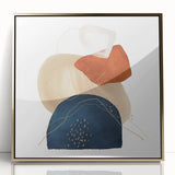 Geometric Minimalist Abstract Wall Art – Navy, Orange & Beige Print