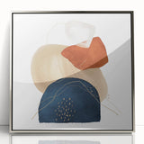 Geometric Minimalist Abstract Wall Art – Navy, Orange & Beige Print